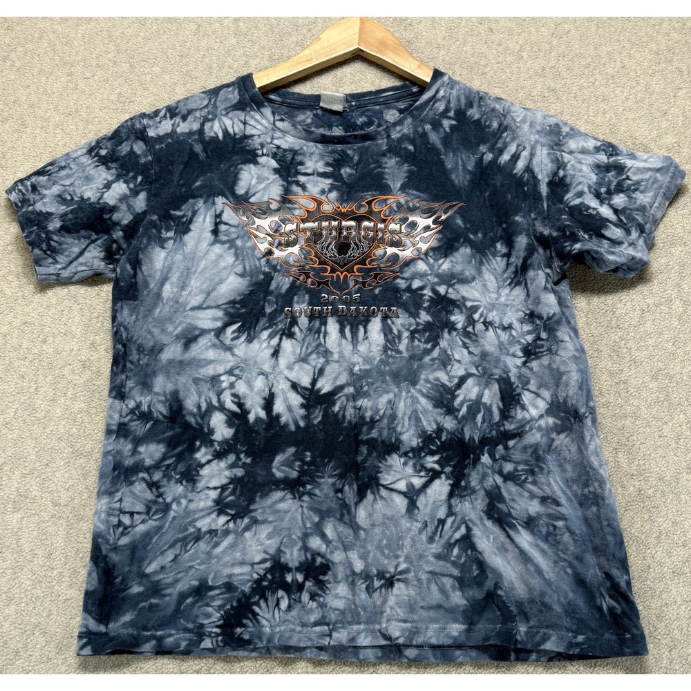 Vintage Y2K Sturgis 2005 Kids T-Shirt Navy Blue South Dakota Tribal Graphic XL